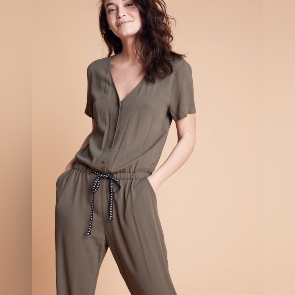 Louizon Made In France Designer Kaki James Jumpsuit Size 0 Loose Fit Like New
